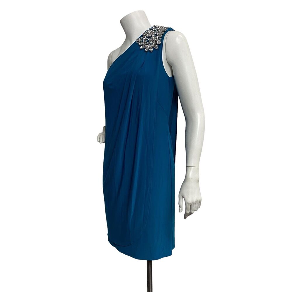 Cache Women's Blue one shoulder crystal Size 0 Evening Casual Mini Formal Dress - Picture 4 of 9